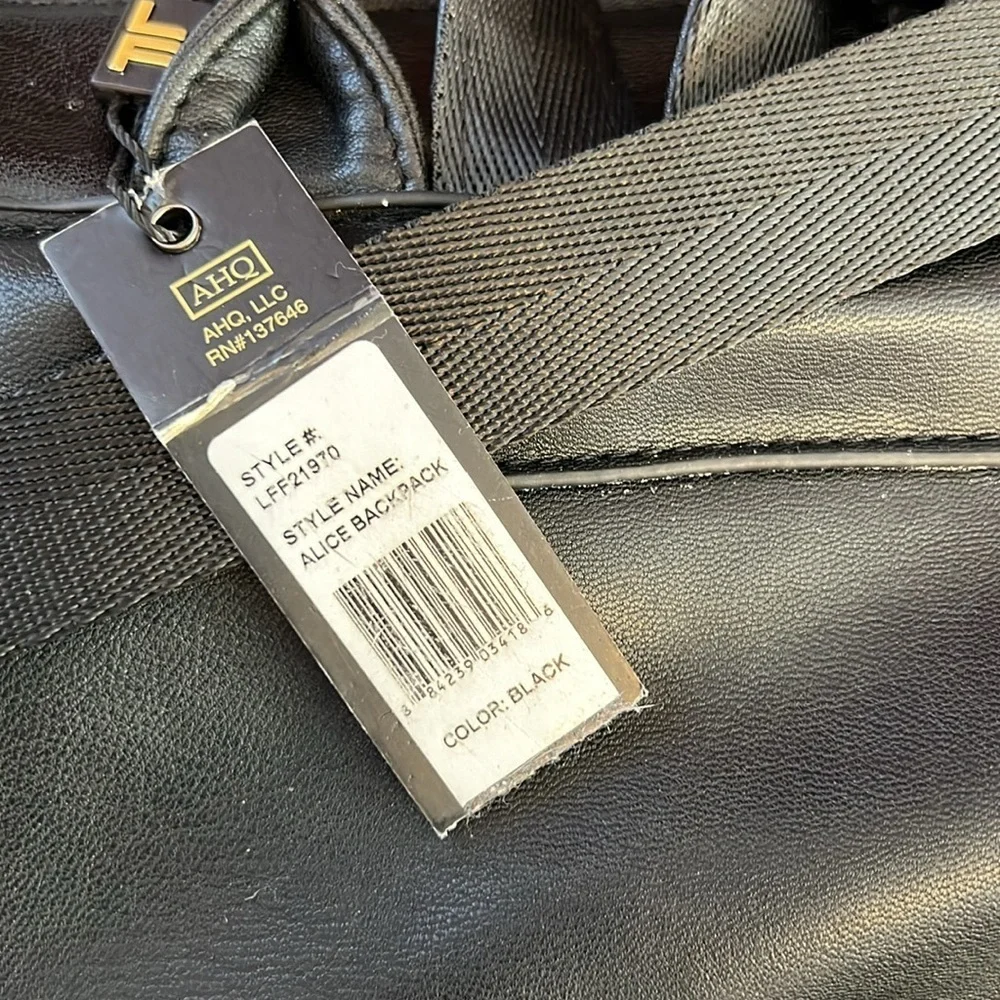NWT London Fog Alice Quilted Backpack BLACK